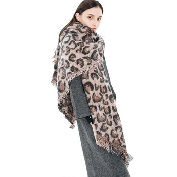 Korejas rudens ziemas jauno modes ērti vilnas šalle vīrieši sievietes ilgi leopards drukāt silts pušķis bieza siltā āra tendence šalle