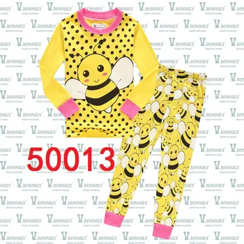1-8Years Multfilmas Bērniem, Apģērbs Top+Bikses 2gab Pidžamas Dzīvnieku Bites Bērnu Pidžamas Pilnu Piedurknēm Pidžamas Dzelteno Bišu Zēni Pijamas