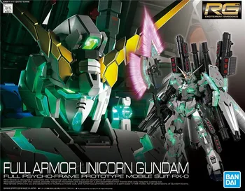 Bandai Gundam 1/144 RG PILNAS BRUŅAS UNICORN Mobile Suit GUNDAM Apkopot Modelis Komplekti Darbības Rādītāji Bērnu rotaļlietas