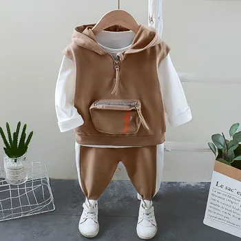 Zēna uzvalku pavasarī ir 2021. mazu bērnu baby lielas kabatas veste, jaka divu gabals, bērnu apģērbu modes tendencēm
