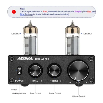 AIYIMA 6K4 Vakuuma Caurules Pastiprinātājam Preamplifier Bluetooth 5.0 Žults Pirms AMP Vakuuma Cauruļu Preamp Ar Trīskāršot, Bass Toņa Regulēšana