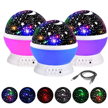 Krāsains Zvaigžņotās Debess Projektoru USB LED Nakts Gaisma Romantiska Projekcijas Lampa Dzimšanas dienas Dāvana