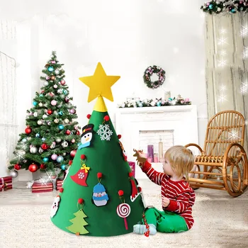 3D Jūtama Ziemassvētku Eglīte ar Rotājumiem Bērnu Jaunais Gads Ir 2021. Ziemassvētku Eglītes, Dāvanas, Rotaļlietas Karājas Navidad 