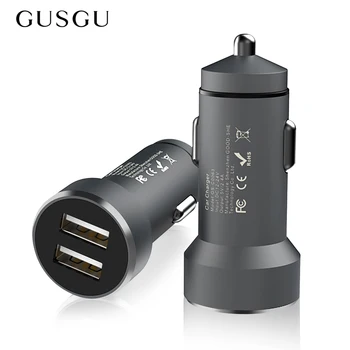 GUSGU Dual USB Auto Lādētājs Adapteris 2.4 Metāla Auto Lādētājs Mobilo Telefonu Auto USB Lādētāja Auto Maksas 2 Ports Samsung iPhone