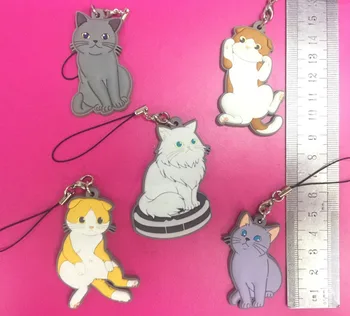 5gab/daudz Kaķu Oriģināls Japāņu anime zīmējums gumijas, Silikona salda smarža mobilo telefonu piekariņi keychain siksna G935