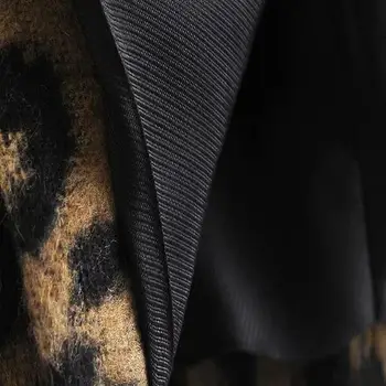 Sieviešu 2021. gada Sezonai Jaunu Retro Modes divrindu Leopards Drukāt Žakete Mētelis garām piedurknēm Dzīvnieku Print Sieviešu Jaka Žakete