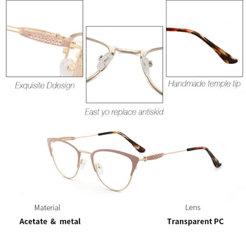 Metāla Sieviete, Optiskās Brilles Rāmis Modes Vējains Kaķu Acu Brilles Rāmis lasīšanai un Datoru Augstas Kvalitātes#3743