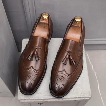 Vīriešu kurpes ikdienas Ādas Vīriešu Pušķis Apavi āra Kleita Birojs Apavu Modes brogue Elegants Oxford Kurpes zapatos de hombre55
