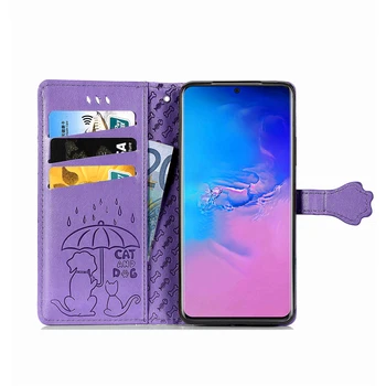 3D Multiplikācijas filmu Gudrs Āda Flip Case For Samsung Galaxy S20 S20 Ultra S11e S10 S8 S9 Plus Aizmugurējo Vāciņu Samsung Note 10 Plus Coque