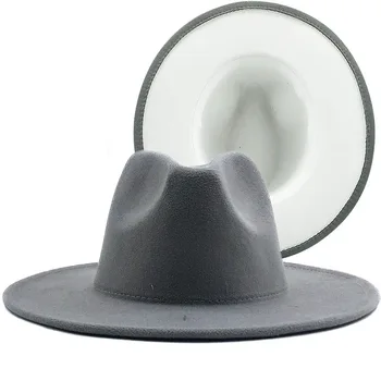 Plaša Malām Fedora Cepures Sieviešu Kleita Cepures Vīriešiem Divu Toņu Panamas Cepuri ar Jostu Sprādzes/Bowknot Joslā, Vairumtirdzniecība