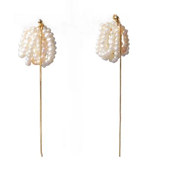 SINZRY 2020. gadam, dabas rīsu saldūdens pērļu vintage elegants piliens auskari līnijas dāma roku darbs rotaslietas