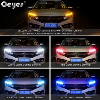 Ceyes Auto Stils 12V Dienas Gaismas Led dienas gaitas lukturi Sloksnes Lampas, priekšējo Lukturu Dienas Gaitas Gaismas, kas Plūst Signālu Elastīgs Universālā Automašīnām