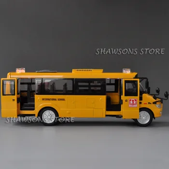 1:32 Lējumiem Metāla Transportlīdzekļa Modelis Rotaļlietas Dzelteno Skolas Autobusu Pull Atpakaļ ar Skaņas un Gaismas