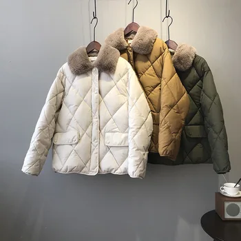 Vilnas apkakle kokvilnas polsterējumu drēbes sievietēm 2019 ziemas jauno korejas zaudēt silta jaka