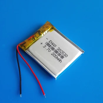 3.7 V 200mAh 302530 Polimēra litija Lipo Lion akumulatoru uzlādējams pielāgot mp3 gps bluetooth austiņas smart pulksteņi