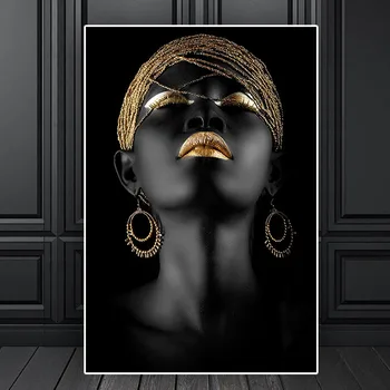 Melns Pliks Sieviete Eļļas Gleznas uz Audekla Āfrikas Māksla Sienas Plakāti un Izdrukas Skandināvijas Cuadros Bildes Dzīvojamā Istaba Dekori