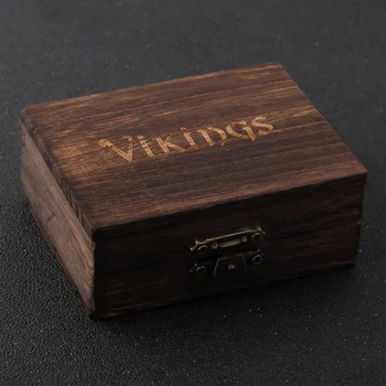Jaunas Ielidošanas Dzelzs krāsu Vikingi Rokassprādze ar koka kaste kā dāvanu stils 2