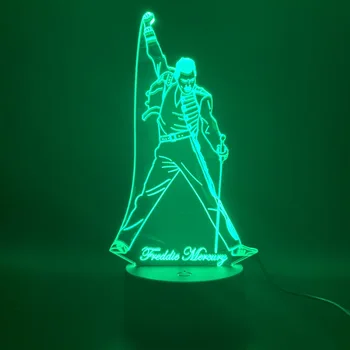 Freddie Mercury Attēls rotaļlietas 3D Nightlight Redzes Ilūzija 7 LED Krāsa Mainās Freddie Mercury Rīcības Attēls Jaunums rotaļlietas