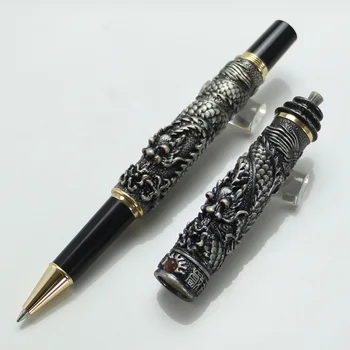 JINHAO Noble Pelēkā Divas Pūķis, Spēlēt Dragon Pearl Cirsts Kristāla Rollerball pildspalvu, dāvanas, biroja, skolas pildspalvas jauns dizains