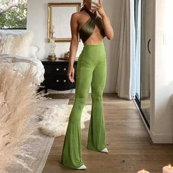 Izdilis Y2K Sieviešu Izlīdzināšanu Bikses ar Augstu Vidukli Sieviešu Modes 2021New Hit Vintage Green Ilgi Bodycon Fitnesa Bikšu Harajuku Capri