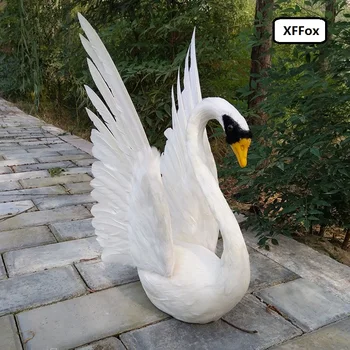 Jaunu simulācijas spārniem gulbis modelis putas&spalvu reālajā dzīvē balts gulbis rotaļlieta dāvana par 30x48cm xf0768