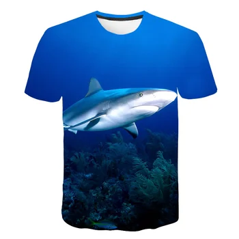 Vasaras 3D Sīva Haizivs bērniem, T Krekli Zilā Jūras Zivju zēniem un meitenēm, T Krekli Sapņains T Krekli, Jauns Dizains, t-veida Topi Dropshipping