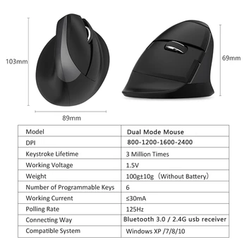 CHYI M618 Mini Bluetooth 3.0 Bezvadu Peļu Ergonomisks Vertikālā 2400DPI USB Optiskā Pele Mazo Roku Datoru Mause PC