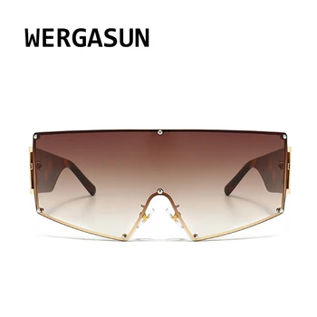 WERGASUN Modes Lielgabarīta Saulesbrilles Sievietēm, Vīriešiem Vintage Metāla Saulesbrilles Luksusa Zīmolu Laukumā bez apmales Brilles oculos de sol UV400