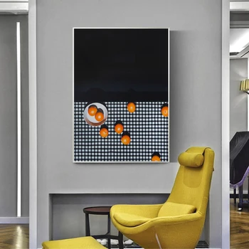 Ziemeļvalstu Mūsdienu Melna Balta Tīkla Oranži Sienas Māksla Mājās Kanvas Glezna Apdare Plakātu Drukas Dzīvojamā Istaba Guļamistaba Office Attēlu