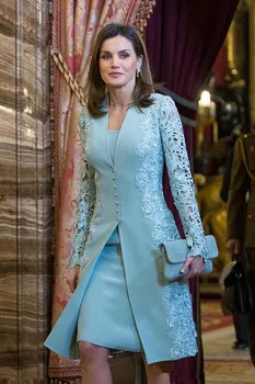 Elegants Āra Māte No Līgavas Kleitas, Kostīmi, Īsu Divu Gabals Zilā Krāsā Ar Garām Piedurknēm Līgavainis, Māte Kleita Kāzu Mežģīnes Arābu Apvienotā Karaliste