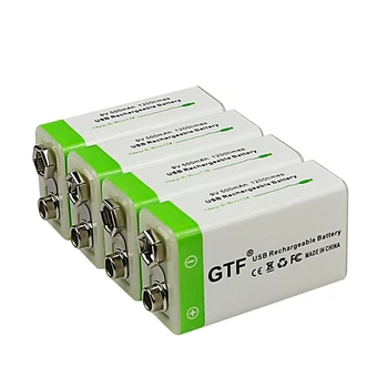 GTF 9V 500mAh litija USB Uzlādējams akumulators 9V li-ion Laukumā akumulatoru Rotaļlieta, Tālvadības pults KTV Multimetrs Mikrofons