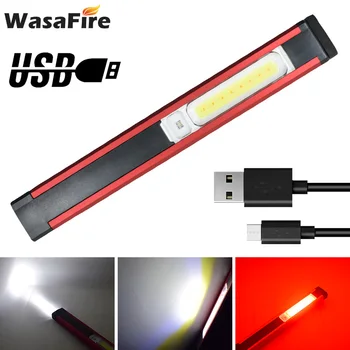 COB LED Kempings Darba Inspekcijas Gaismas USB Lādējamu Magnētiskā Rokas Lāpu, Lukturi 5 Režīmi Pārnēsājamo kabatas Lukturīti Lanterna