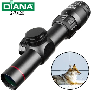 DIANA 2-7x20 HD Riflescope Mil Dot Tīkliņš Mirklī Šautene Jomu Snaiperis Medību Jomu, Taktiskās Šautene Jomu Airsoft Gaisa Pistoles Kabatā