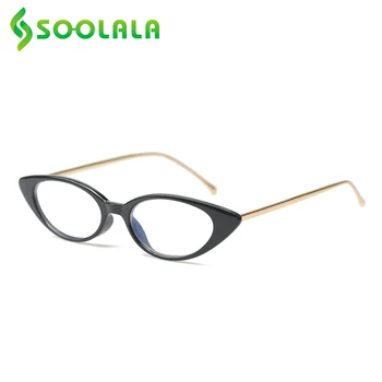 SOOLALA Mazo Slim Cat Eye Anti Zilā Gaisma Lasīšanas Brilles Sievietēm Sakausējuma vecuma tālredzība Lasītājs Brilles +1.0 1.5 2.0 līdz 4.0