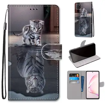 Case For Samsung Galaxy Note 10 Lite A81 M60s SM-N770F Flip Case Ādas Maks Kaķis Dzīvnieku Ziedu Grāmatu, Tālruņa Vāciņu Note10 Lite