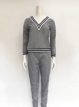 V kakla dizaina Tērps Uzstādīt 2019 Sieviešu Tracksuit divdaļīga Sporta Stila Apģērbs Skriešanas Krekls Fitnesa Lounge Sportwear