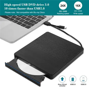 USB 3.0 Ultra-Plānas Ārējo Optisko Disku DVD-RW DVD/CD USB-C Rakstītājs, Lasītājs Player Klēpjdatoru Notebook Tipa C CD Driver