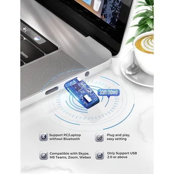 Mpow HC5 Bluetooth Austiņas ar USB Adapteri Bezvadu Austiņas ar Trokšņu Slāpēšanas Mikrofons 22Hrs Apskates PC Skype Webinar