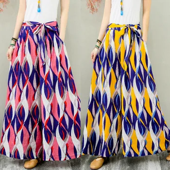 ZANZEA Sieviešu Plaša Kāju Bikses Bohēmijas Ziedu Drukāt Bikses Gadījuma Zaudēt Pantalones Femme Ilgi Streetwear Treniņbikses Plus Lieluma