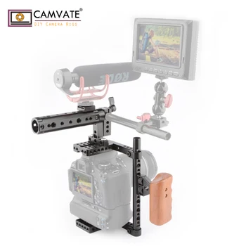 CAMVATE Kamera, Būris Ar Top/ Koka Handgrip (Labās Rokas) Canon EOS-1DC/1DX/Nikon D3X/D3S / Sony a7S/a7R/a7RII/GH5/GH3/GH4