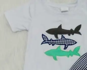 Pleds haizivs modeli T-krekls top pleds šorti zēns vasarā 2 gabals, kas