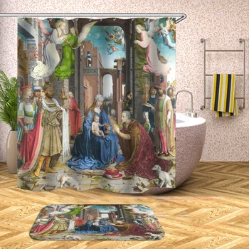 Madonna anglel dušas aizkars vannas istaba ūdensnecaurlaidīga auduma vannas aizkaru nometiet kuģniecības, Jēzus Kristus, aizkars dušas