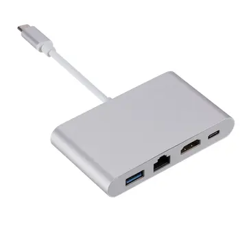 USB C Tipa Rumbu PD Uzlādes HDMI-saderīgam 4K RJ45 Gigabit Ethernet USB 3.1 C Tipa Rumbu dokstacija par Macbook Klēpjdators