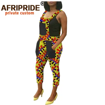 Āfrikas Drēbes Sievietēm Vasarā Playsuit Gadījuma Dāmas Kombinezonus Bikses Jumpsuits Streetwear Ankara (Dungriņi) Kabatas Valkāt A1821006