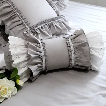 Salds pelēks savirmot mežģīnes spilvens gultas dekoratīvie gultas spilvena konfektes spilveni princese jostas spilvenus, dīvāna roku balsti gultas piederumu