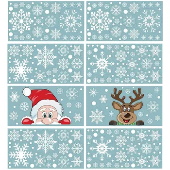 Ziemassvētku Skatlogu Uzlīmes Ziemassvētki Sniegpārslu Uzlīmēm, Sienas, Sienu Rotājumi, Brīvdienu Sniegpārslas, Santa Claus Ziemeļbriežu Uzlīmēm