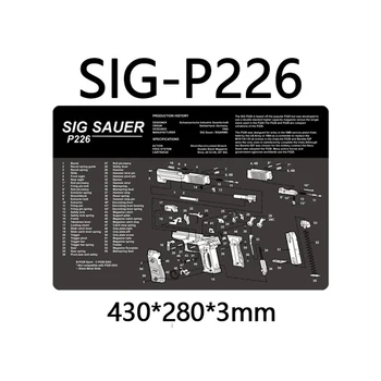 Sig P226 ieroču Tīrīšanas Gumijas Paklājiņš Ar Detaļu Diagrammas un Instrukcijas Armorers Stendā Mat Peles Paliktņa, lai Sig P226