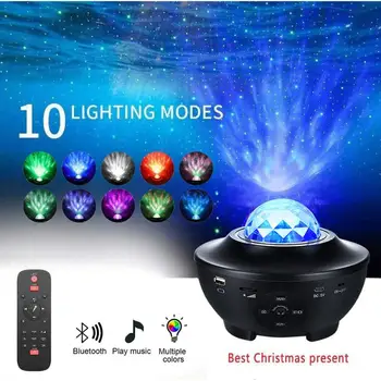 Krāsains Zvaigžņotās Debess Projektoru Gaismas USB Bluetooth LED Nakts Gaisma Ūdenszīme Projekcijas Posmā Lampas Balss vadīt Mūzikas Atskaņotāju