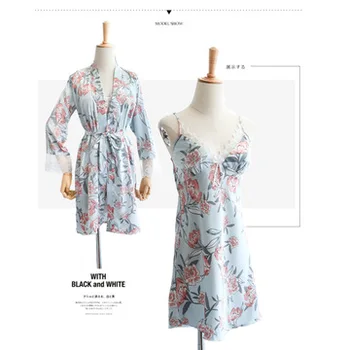 Daeyard Sieviešu 4gab Sleepwear Piemērots Vasaras 2019 Zīda Kopumā Drukāt Sieviešu Pidžamas, Nakts Drēbes Mujer Ziedu Pijama Homewear