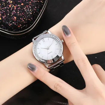 Reloj Mujer Sieviešu Nerūsējošā Tērauda Rokassprādze Rokas Pulksteņi Sieviešu Pulksteņi Modes Rhinestone Kvalitātes Luksusa Dāmas Skatīties Pulksteni #W